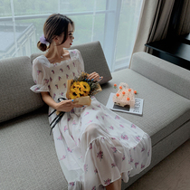 Maternity dress summer chiffon dress net red fashion summer skirt Small fresh pregnant woman long dress tide 2021 summer