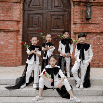 High-end white childrens chorus performance costumes Catwalk catwalk model girls suit suit personality dress trend
