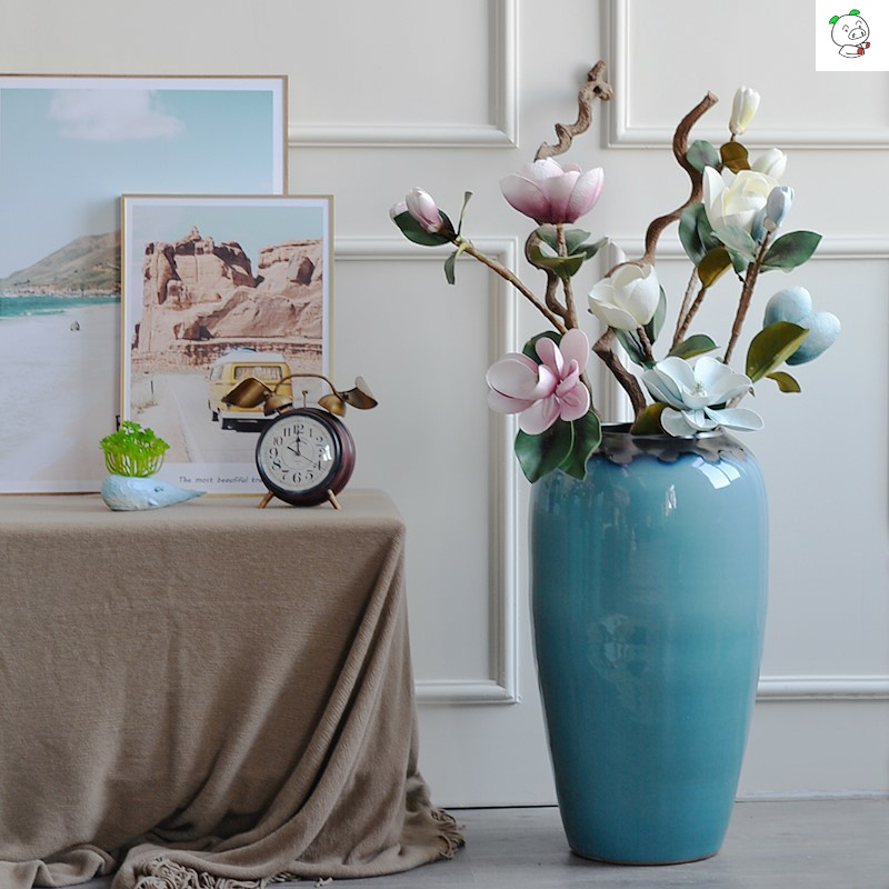 Ceramic light of large vase key-2 luxury furnishing articles dried flower arranging flowers home decoration blue glaze, the sitting room porch European - style decoration