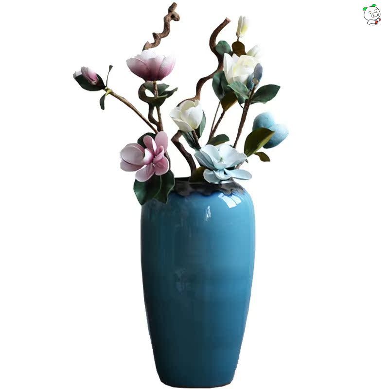 Ceramic light of large vase key-2 luxury furnishing articles dried flower arranging flowers home decoration blue glaze, the sitting room porch European - style decoration