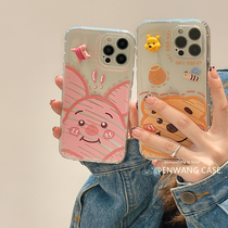 Nwang Rotary Vini Bear Piger Pig Illustrations Apple 11 12iphone13promax mobile phone shell Creative xsxr new 8p 7plus lovers 12pr