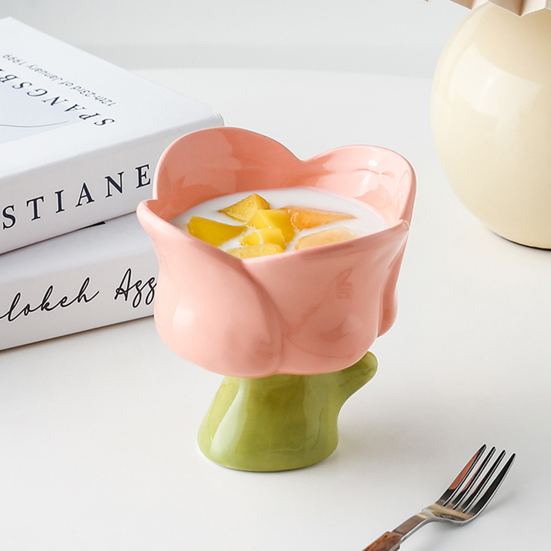 LIVETAI Creative Ceramic Drinking Water Sweet Cup Home Cute High Face Value Daily Ice Cream Salad Bowl-Taobao