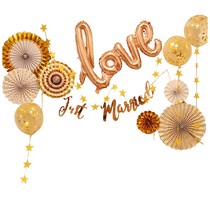 Wedding supplies Golden paper fan Flower folding fan Wedding room decoration Birthday wedding dessert table window decoration