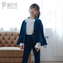 pureshare Girls' Suit Model Dress Show 2021 New Little Girl Host Evening Dress