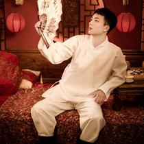 Hanfu mid-pants men and women lovers Ming-made round robe flying fish white inner lap to take the bottom close-fitting summer