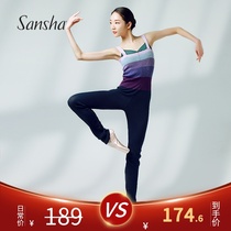 Sansha new dance knitted wool pants wear color stripes outside the autumn and winter warm suspender one-piece base suit loose