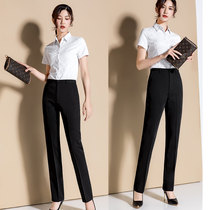 Suit pants womens spring and summer black straight high waist thin professional work pants overalls work formal trousers trousers women