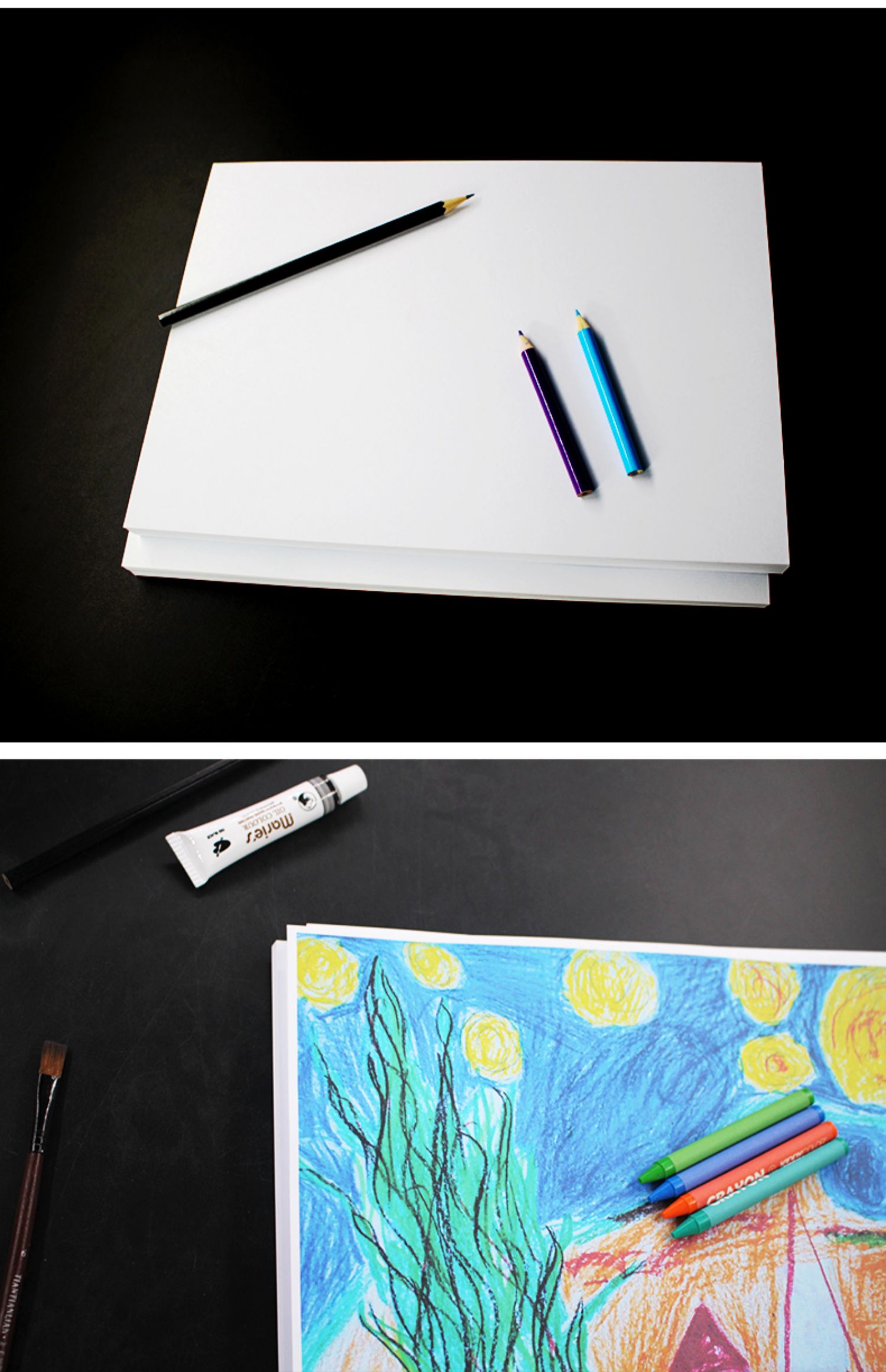 白卡纸a4四开8开儿童绘画纸4k8k学生画画卡纸a3纸双面打印a4纸180g200