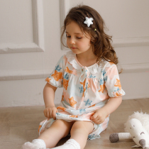 Childrens nightskirts girls cotton summer short sleeves thin princesses sweet childrens dresses pajamas