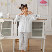 Childrens pajamas long sleeve spring and autumn cotton gauze cute super cute rabbit little girl home clothes summer thin suit