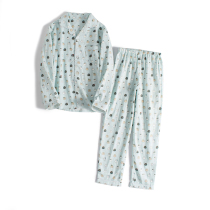 Childrens pajamas Spring and Autumn Cotton Double Gauze Long Sleeve Set Boy Cartoon Breathable Baby Home Clothes Summer Thin