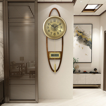 New Chinese style pure copper wall clock living room household fashion perpetual calendar silent watch Simple hanging watch atmospheric wall clock