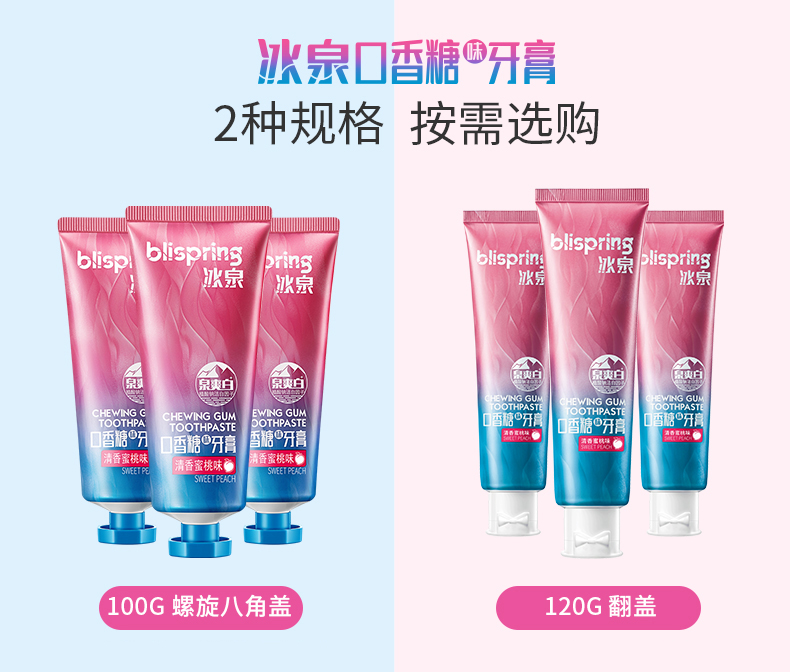 冰泉口香糖牙膏*2支装口气清新家庭套装正品洁白牙齿减轻牙渍_淘客莱