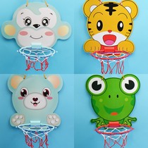 Childrens indoor punch-free basketball frame shooting basket ball boy children can lift hanging ball shooting toy