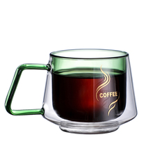 Five housework simple American coffee cup with saucer Household set Insulated coffee cup Color glass tea cup