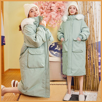 2021 autumn and winter clothes new large size pregnant women cotton coat long winter hooded Korean coat down cotton jacket