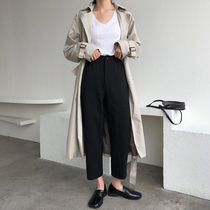 Suit radish pants womens 2019 Autumn New slim grandma pants hanging wide leg pants straight large size casual ankle-length pants