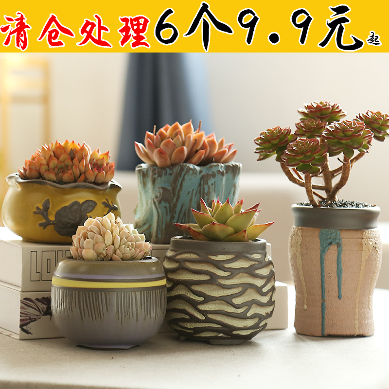 More special offer a clearance meat meat meat flowerpot ceramics basin Lao - zhuang biscuit firing breathable rural thumb restoring ancient ways its creative move