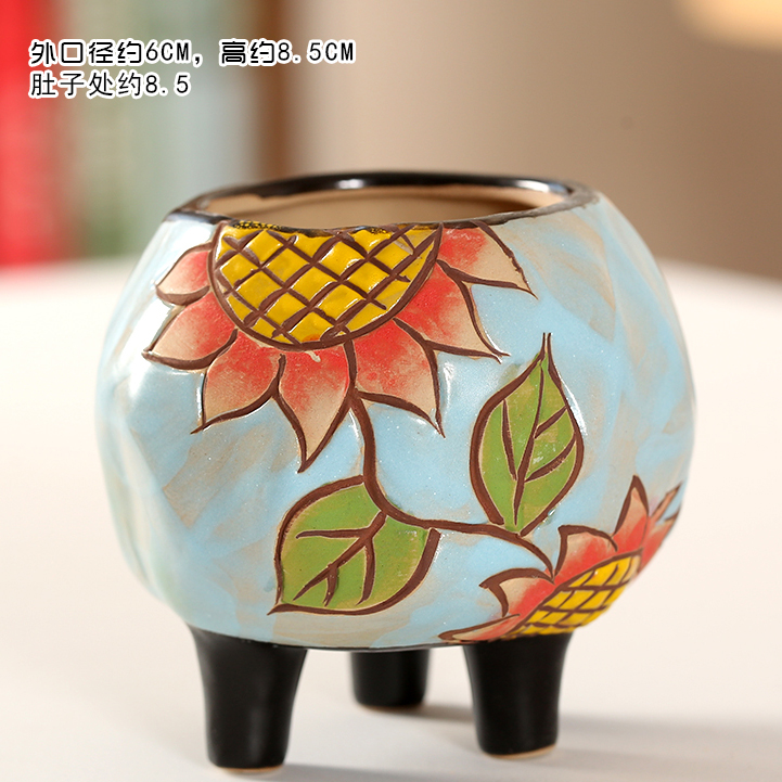 End hand made delay jubilee sunflower wind fleshy Korean breathable basin of flower pot in indoor exchanger with the ceramics flowerpots