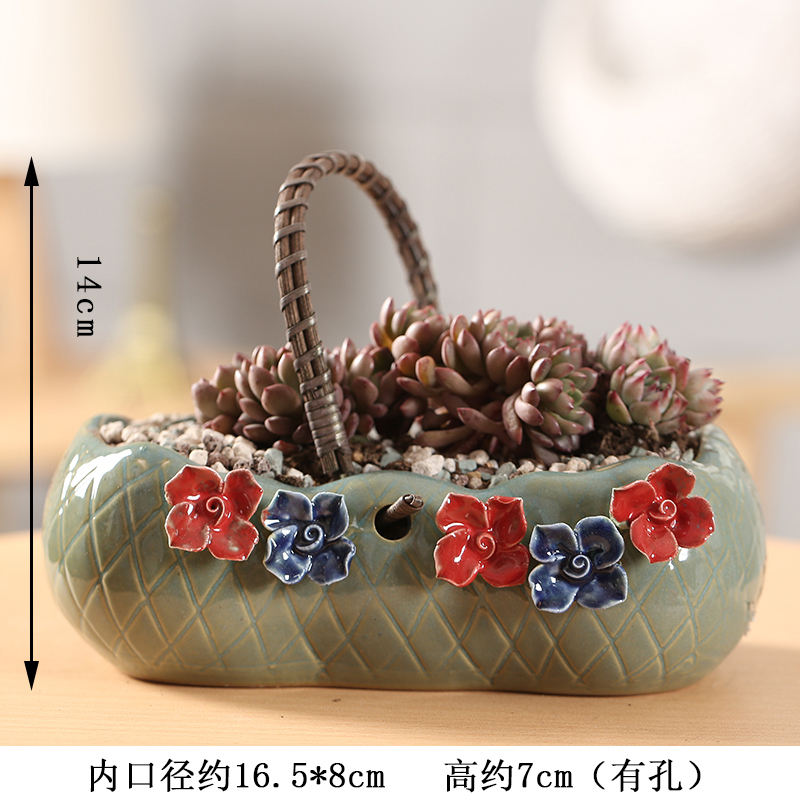 End more meat flowerpot ceramic Korean knead cost of large diameter combination platter flesh flowerpot flower basket basin is on sale