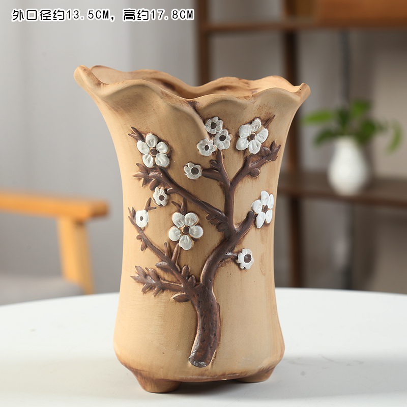 Flowerpot platter hand - made ceramic large old running the end, fleshy basin plain pottery breathable pinch flowers flesh special move