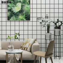 Nordic ins style dormitory black and white plaid wallpaper self-adhesive net red milk tea shop commercial bedroom background wall paper stickers