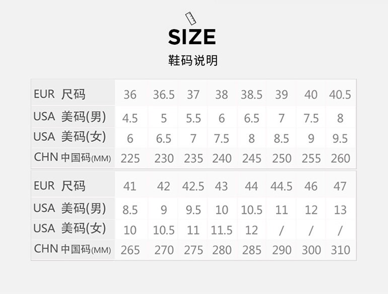 日本标准鞋码对照表图片