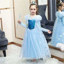 Long-sleeved princess clothes ice and snow are warmer Princess Aisha skirt children Christmas Aisha dress little girl