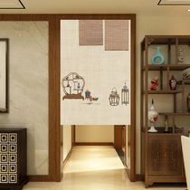 Chinese style kitchen door curtain free of punch semi-cord fabric hotel rear kitchen hanging curtain subpartition curtain shielded from commercial catering customization