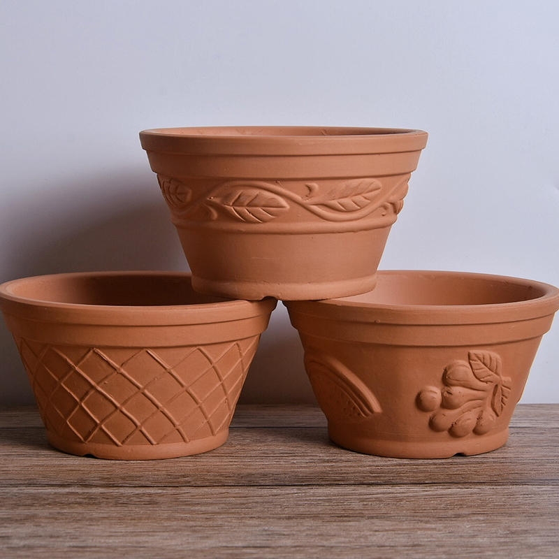 Fleshy flower pot water green plant indoor potted old red soil pot pot relief vent clay mud made of baked clay basin