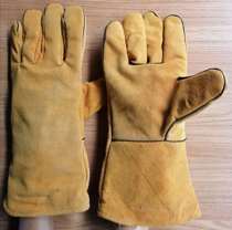 Long welding gloves yellow cowhide double-layer total length 32cm finger wear-resistant full 100 double discount 300 double bag