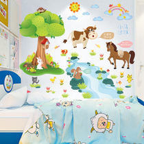 Cartoon pony Cross River childrens room wall sticker bedroom bedside background wall decoration wallpaper self-adhesive wallpaper sticker