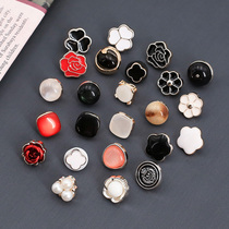 Round Pearl Button Small size Childrens black knitted dress Womens Chiffon shirt Side decorative high-grade buttons