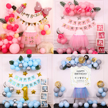 1 year old baby birthday decoration scene arrangement boys girlss princess dining chair yarn dress background wall custom