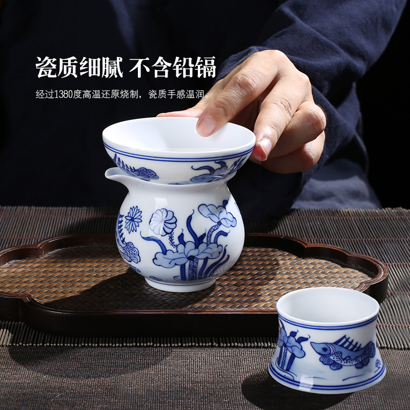 Jingdezhen up the fire which hand - made) tea strainer screen of blue and white porcelain tea restoring ancient ways filter tea accessories