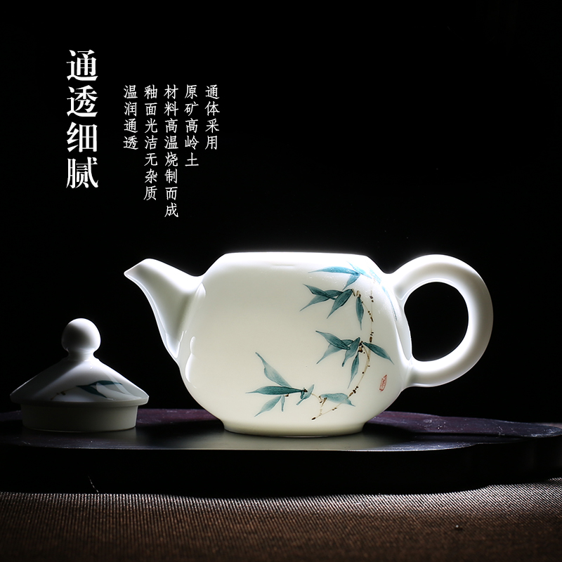 Jingdezhen up the fire which hand - made ceramic teapot single pot of contracted kung fu tea set white porcelain Chinese style household