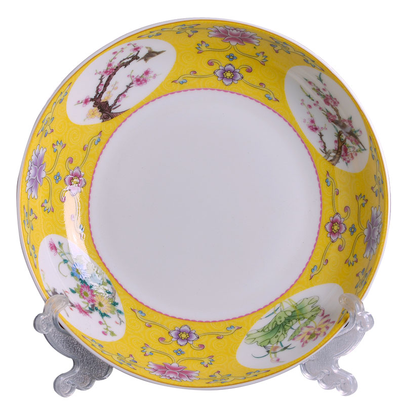 Jingdezhen ceramics 8 inches deep flavor can set Chinese style household tableware antique plate ipads porcelain enamel cooking dishes