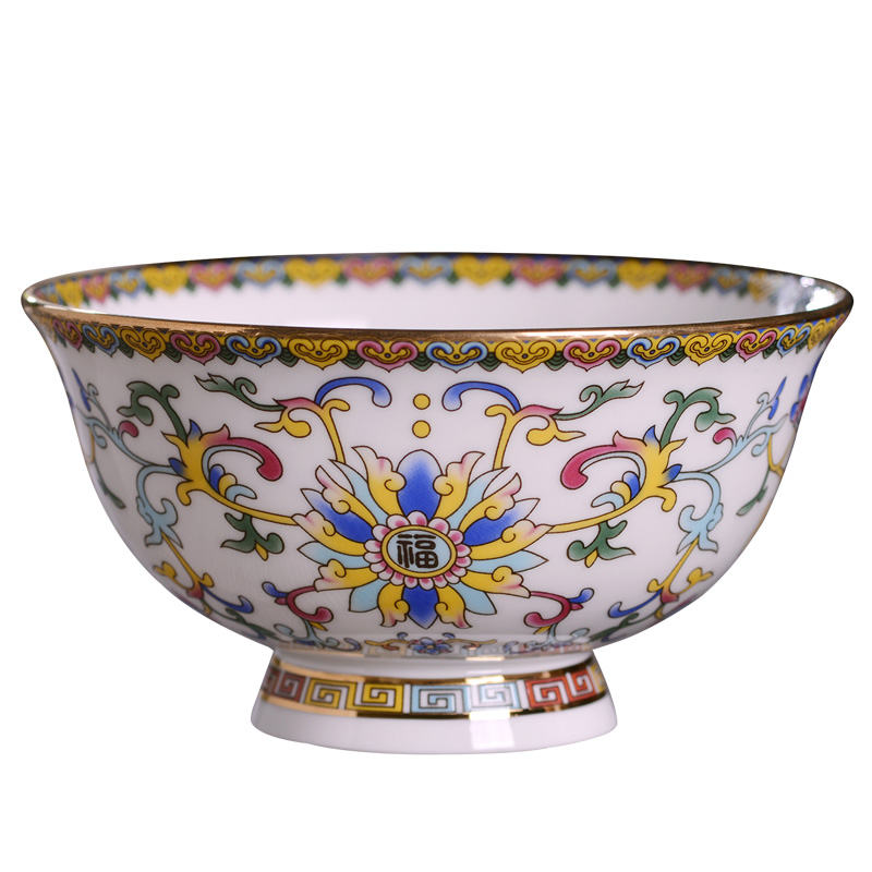 Jingdezhen ceramic famille rose around up phnom penh branch ceramic rice bowl rainbow such as bowl bowl of Chinese style household archaize tall bowl of tableware