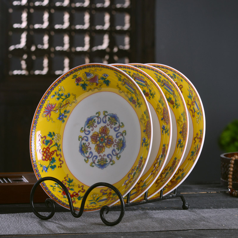 Jingdezhen ceramic plate of Chinese style household ipads porcelain tableware deep dish dish dish dish slag antique Chinese rice pudding "Shang Ping plate