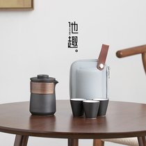 His Fun Anti-Burn Travel Tea Set Quick Guest Cup One Pot Three Cups Ceramic Outdoor Portable Tea Set Minimalist