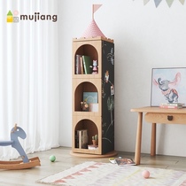 Castle childrens bookcase solid wood bookshelf Small house toy storage cabinet locker floor-to-ceiling rotating bookcase display cabinet