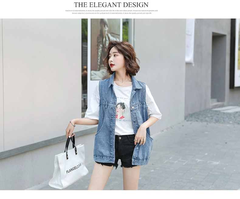 Mùa hè của phụ nữ lưới màu đỏ áo vest denim hoang dã phiên bản Hàn Quốc của áo khoác vest không tay rộng rãi áo khoác vest nữ triều retro cũ - Áo vest