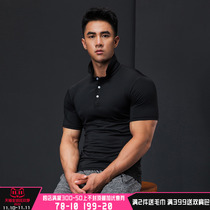 Lun Tie Wolf Leisure Fitness Training Summer Men's Quick Dry Breath Vibrosis Muscle Sleeve Polo Shirt Turnover