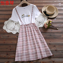 New 13 Summer 14 Korean version 17 Short sleeves Loose Woman Great Boy 15 Years Junior High School Student 12 Fake Two Dress Dress 16