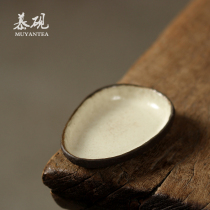 Mu Yan hand pinch coarse pottery tea black pottery tea tea spoon teaspoon tea ceremony zero with kung fu tea set bamboo needle teaspoon