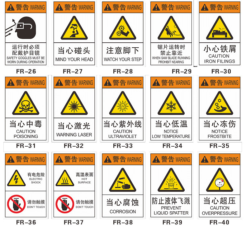 机械标签机器设备提醒表示标识安全标识警示贴竖款机器标贴设备警告