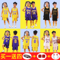 Childrens basketball suit set Boys summer jersey Girls children students kindergarten Lakers Kobe No 24 customization