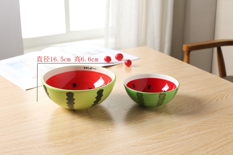 Fruit shape creative express cartoon children rice bowls ceramic tableware watermelon bowl of individual students eat such as always