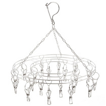 Stainless steel clothes rack Household clothes stand drying socks iron hanger Multi-clip hanger storage artifact dormitory