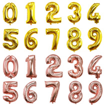 32 Inch Rose Gold Aluminum Film Digital Balloon Golden Wedding House Decoration 520 Table White Birthday Party Arrangement Supplies